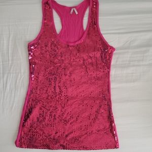 Hot pink sequined tank top